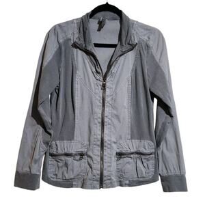 XCVI Jacket Women's M Olive Full Zip Contrast Lightweight Stretch Safari Utility